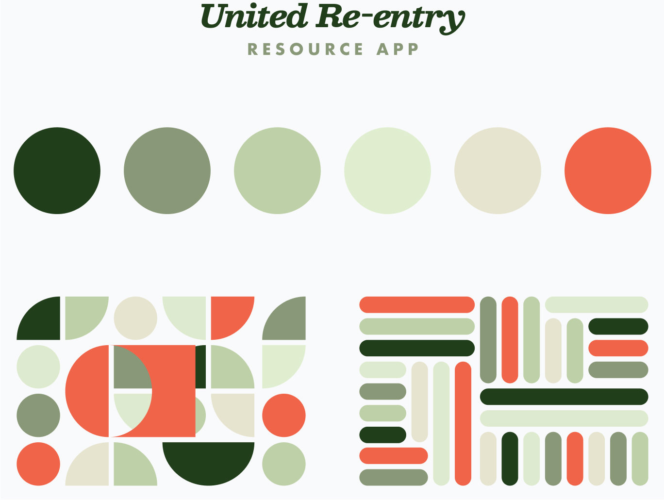 United Re-entry application brand colors and patterns